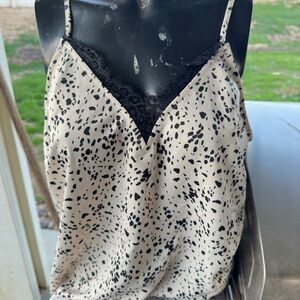 Women's Black and Cream Spotted Top